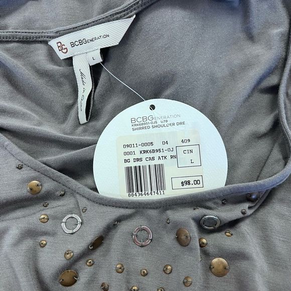 NWT BCBG Y2K Flowy V Neck Dress Detailing Sash Wrap Belt Large 💗 - Picture 9 of 9